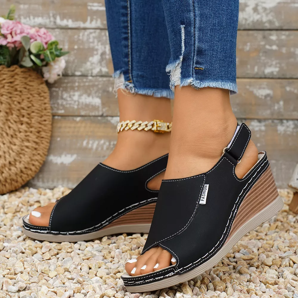 Peep Toe Wedge Sandals, image 7