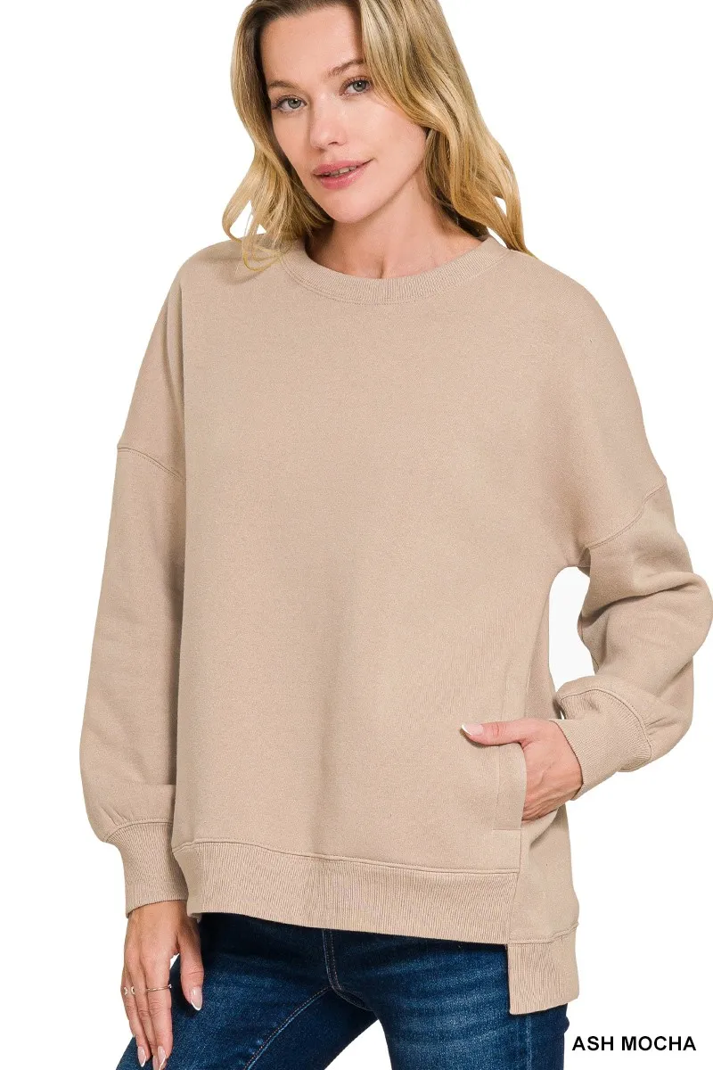 Full Size Fleece Hi-low Boyfriend Sweatshirts with Pockets Plus Size, image 7