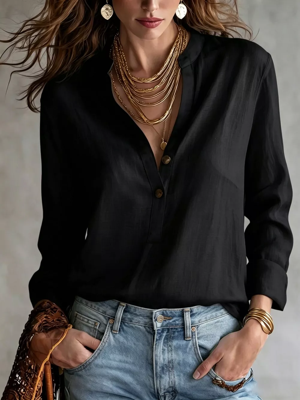 Button Detail Long Sleeve Blouse, image 10