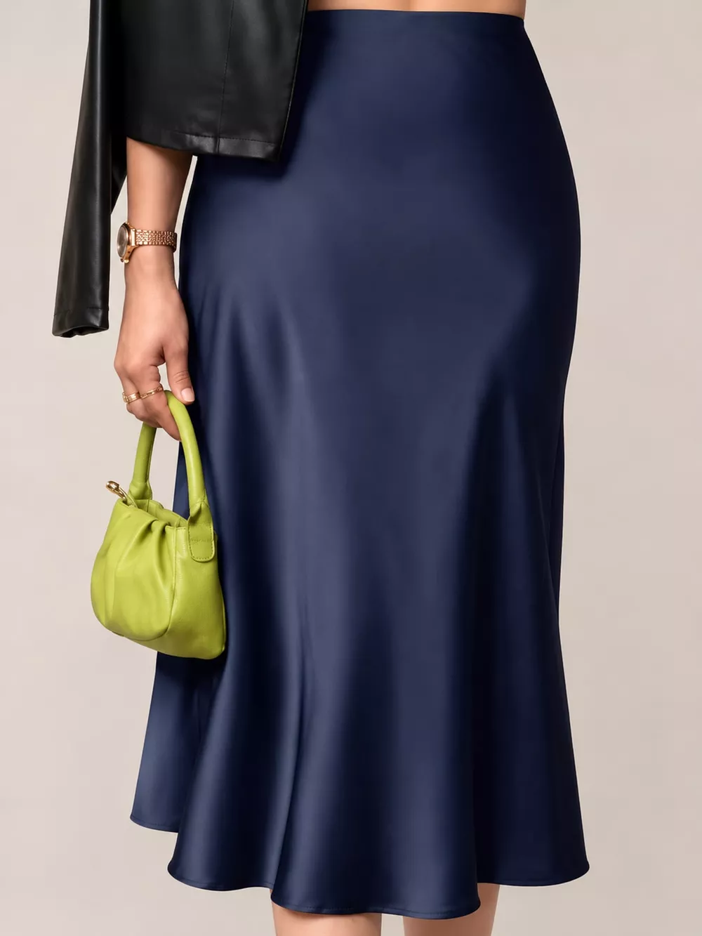 High-Waisted Satin Midi Skirt, image 24