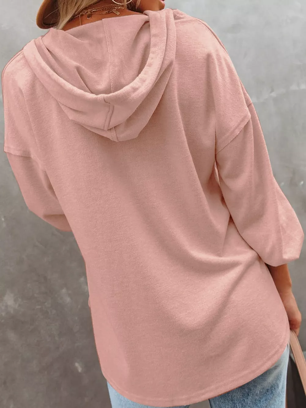 Drawstring Dropped Shoulder Hoodie, image 9