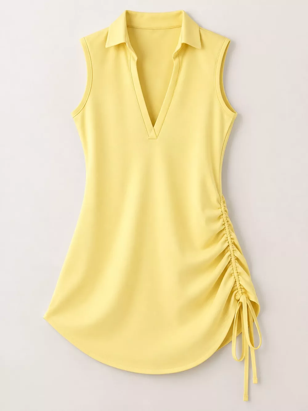 Full Size Sleeveless V-Neck Ruched Side Mini Dress Plus Size, image 4