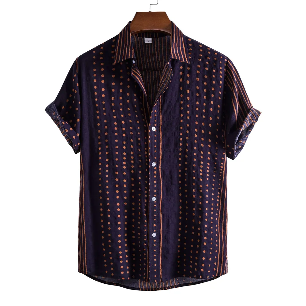 Men's Plus Size Polka Dot Short Sleeve Button-Up Shirt