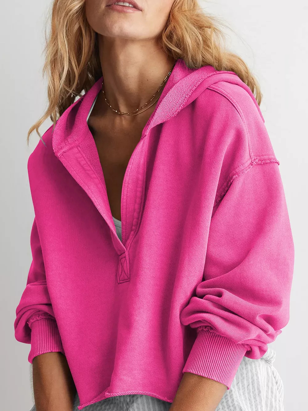 Dropped Shoulder Cropped Hoodie, image 2