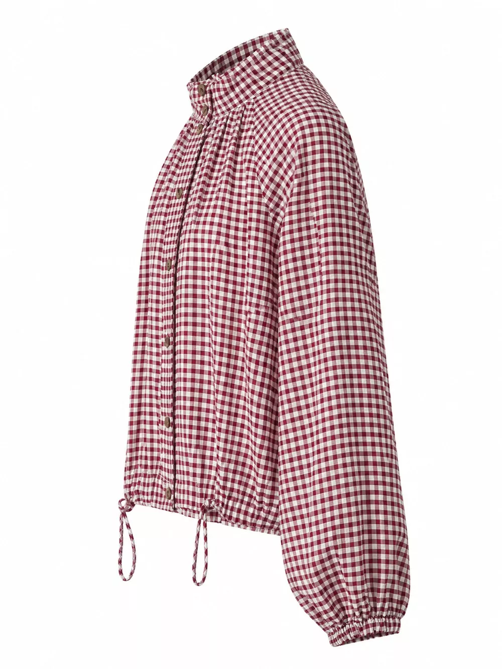 Gingham Stand-Collar Drawstring Jacket, image 7