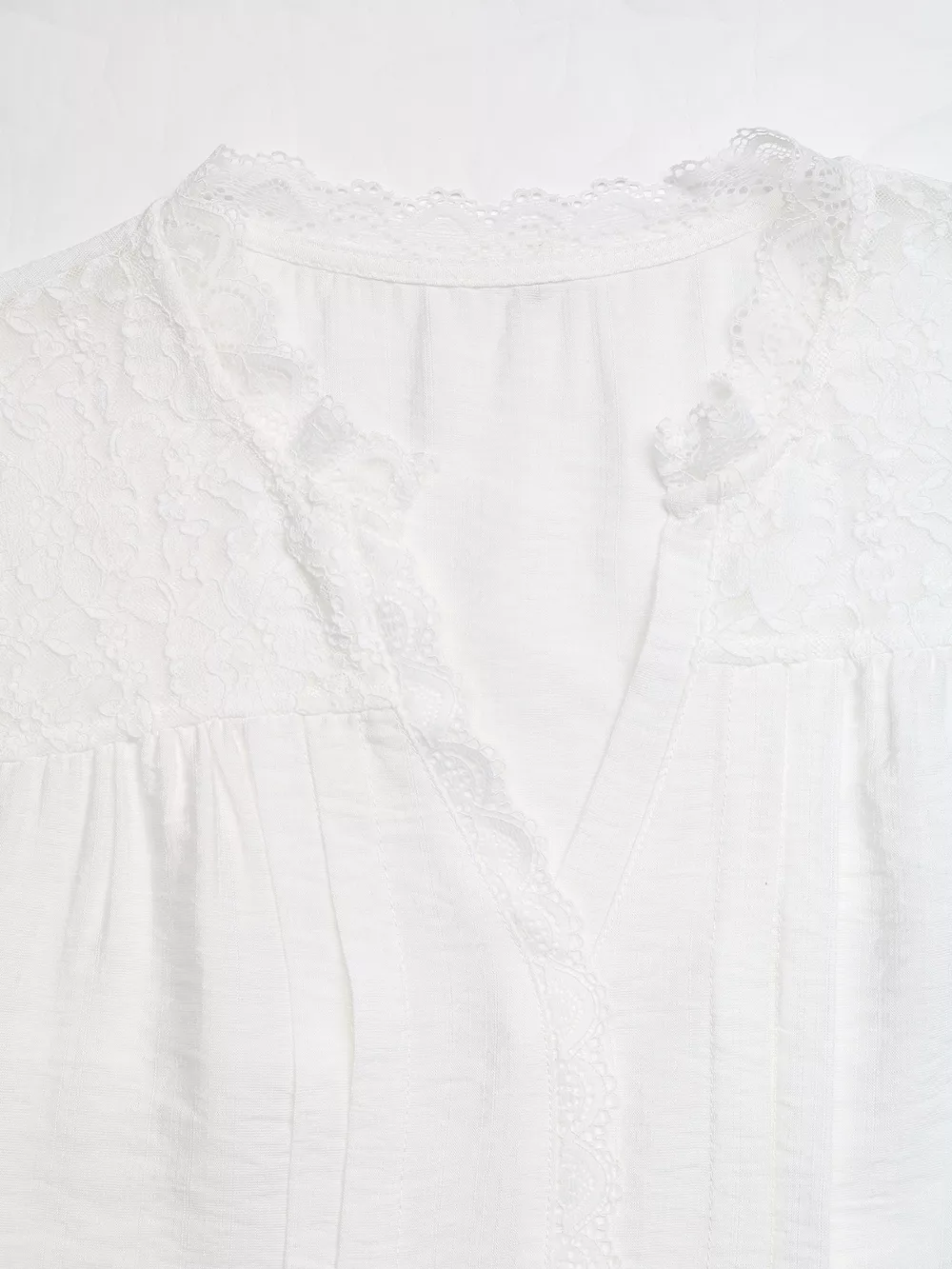 Lace Trim Notched Blouse, image 6