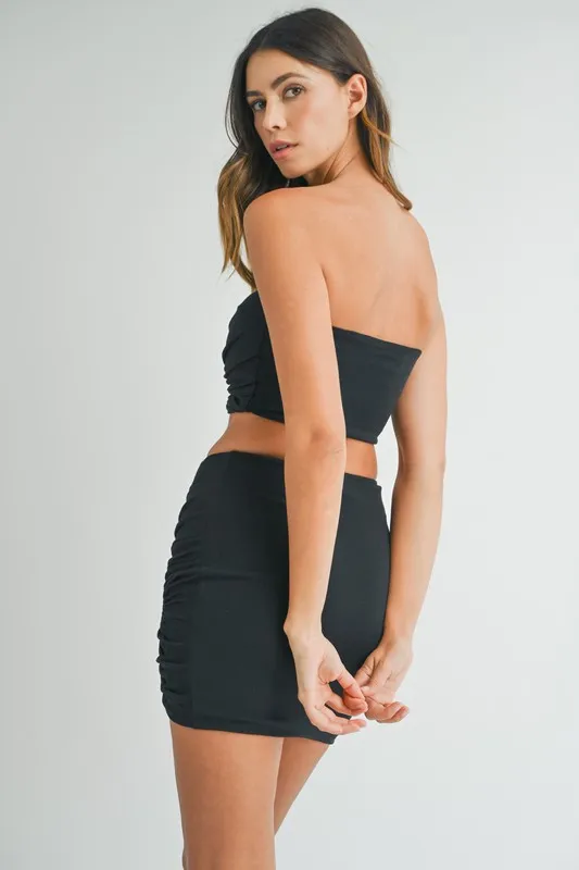 Ruched Tube Crop Top and Skirt Set, image 5