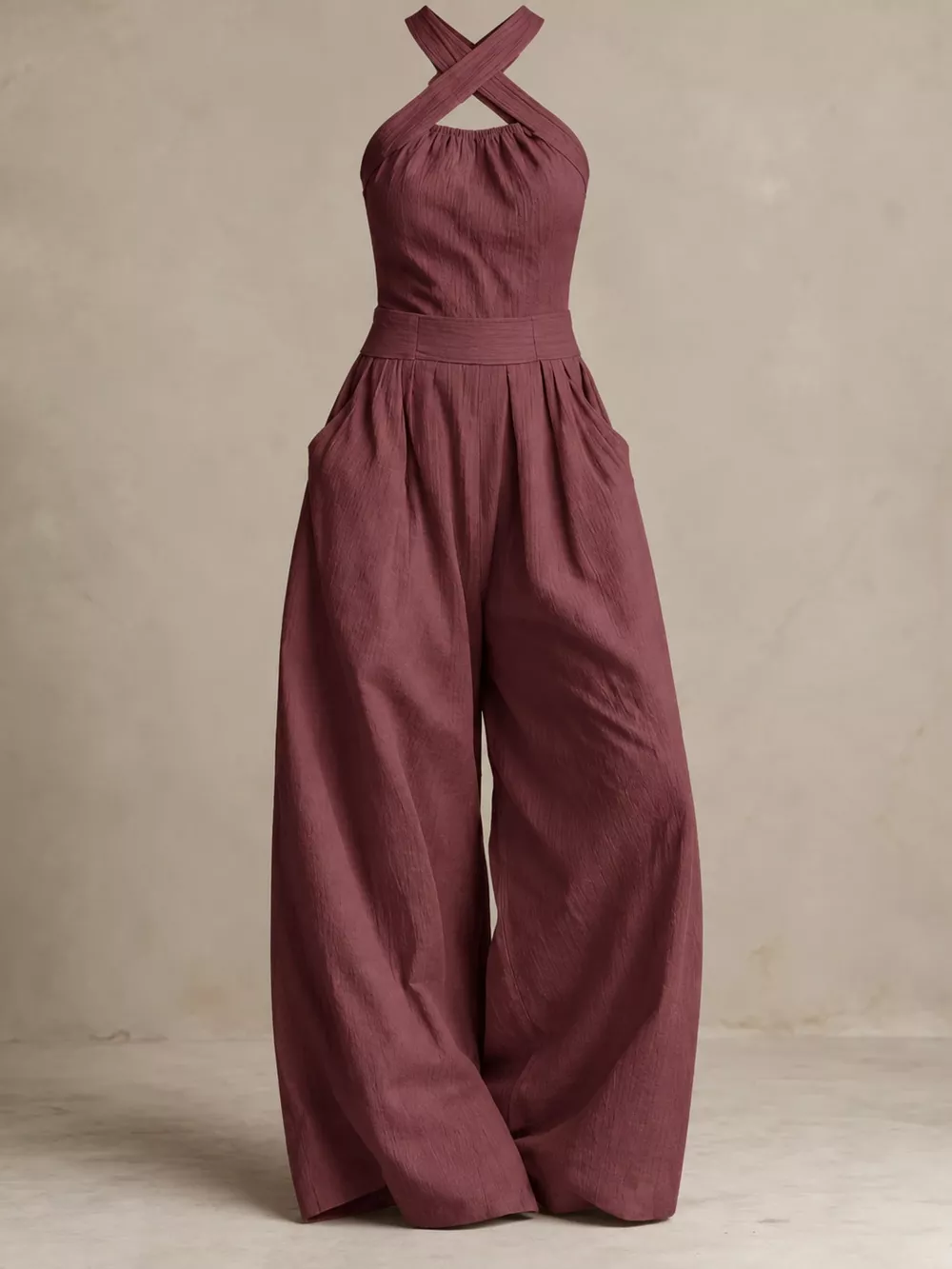 Full Size Halter Neck Wide-Leg Jumpsuit Plus Size, image 47