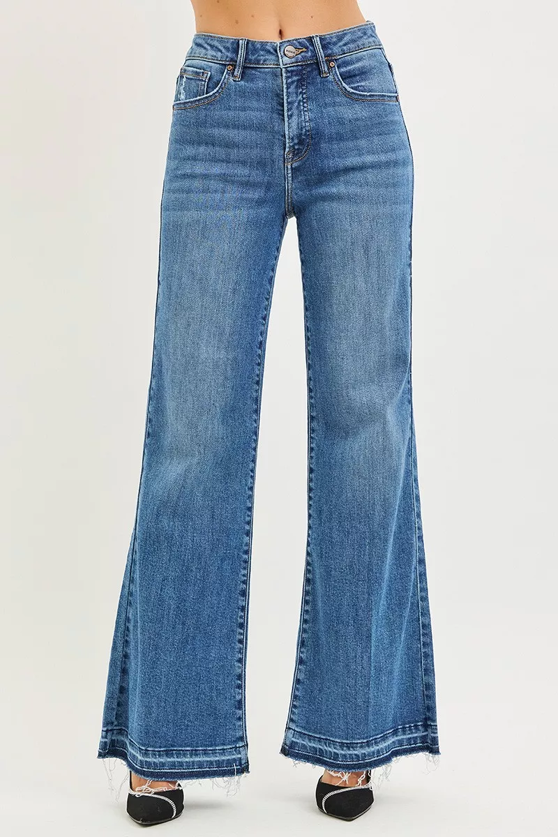 High Rise Wide Leg Jeans With Released Hem, image 4