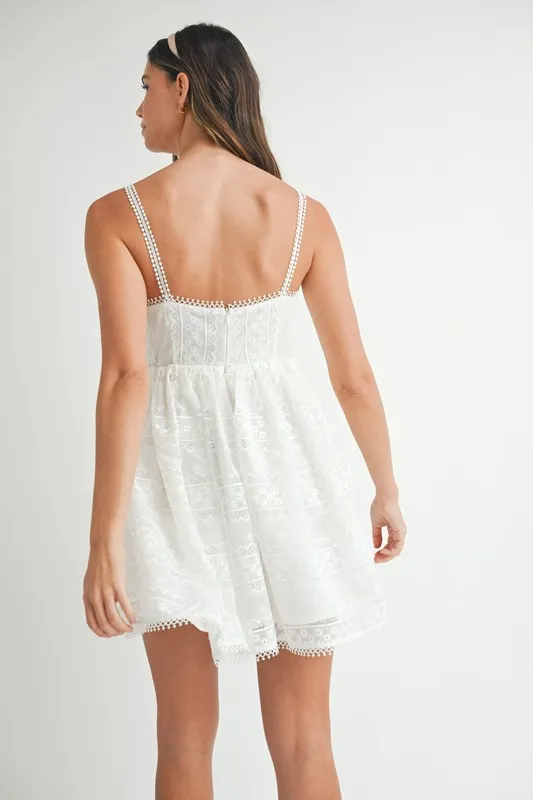 Eyelet Lace Babydoll Mini Cami Dress, image 4