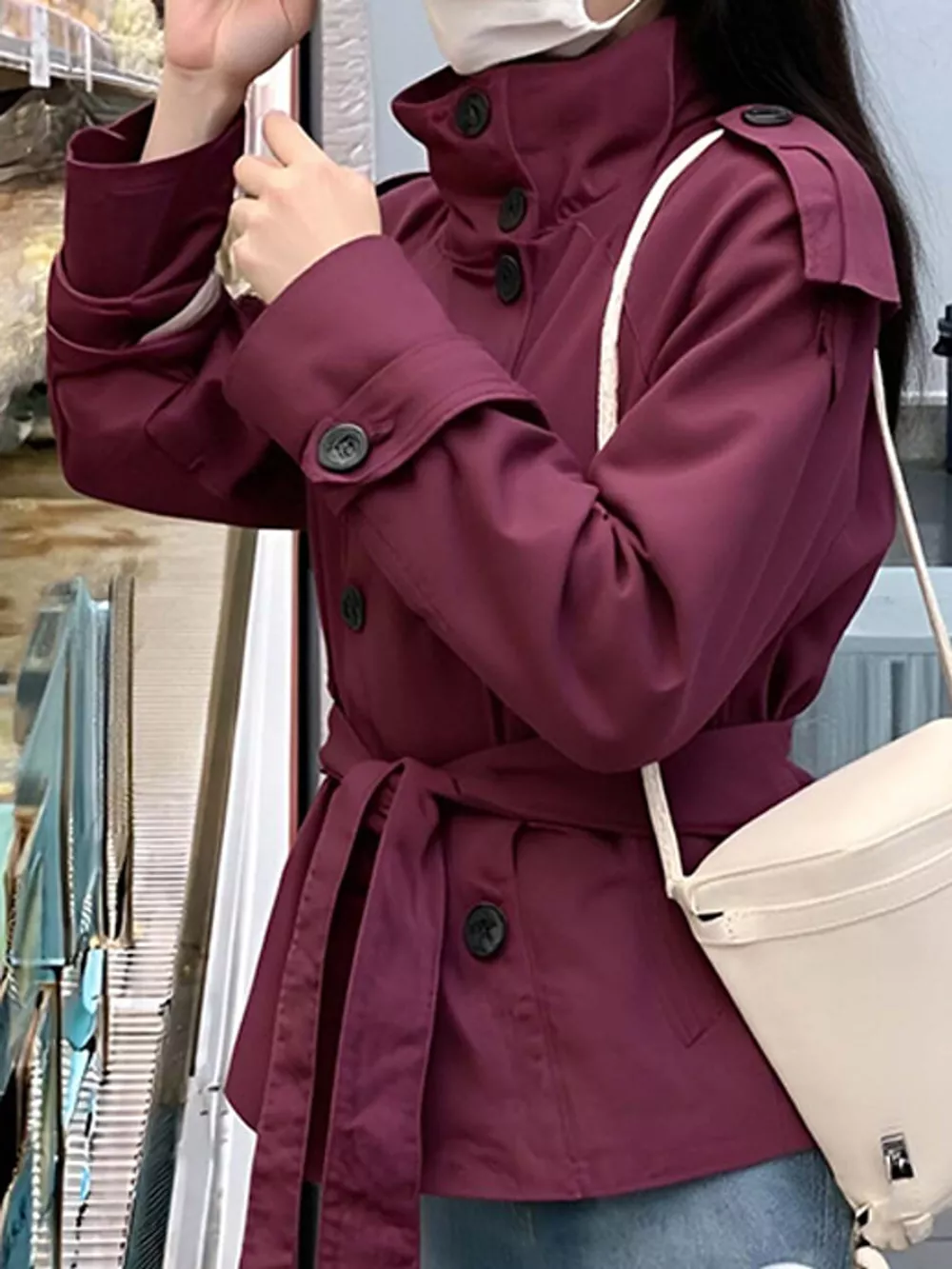Full Size Double-Breasted Belted Trench Outerwear Plus Size, image 6