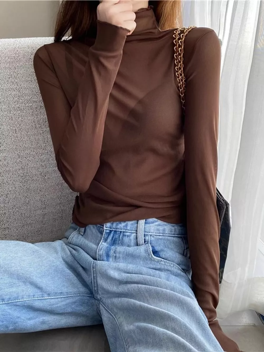 Turtleneck Long Sleeve Slim Fit T-Shirt, image 28