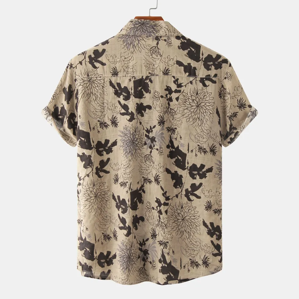 Men's Plus Size Floral Print Short Sleeve Button Down Shirt, image 2