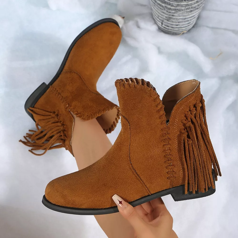 Fringe Point Toe Ankle Boots, image 7