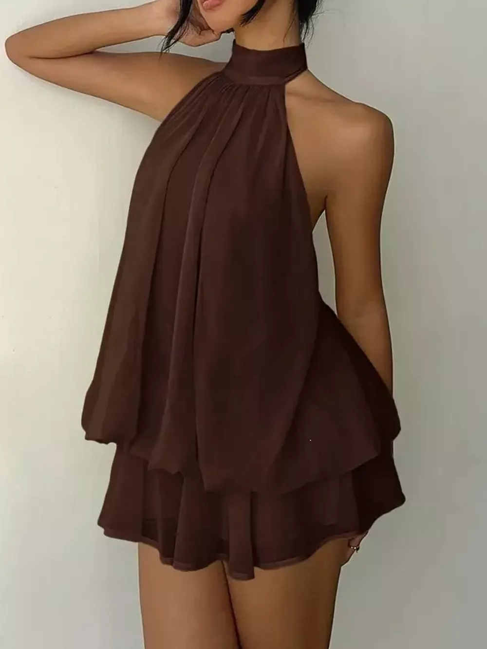 Halter Neck Ruched Mini Dress, image 9