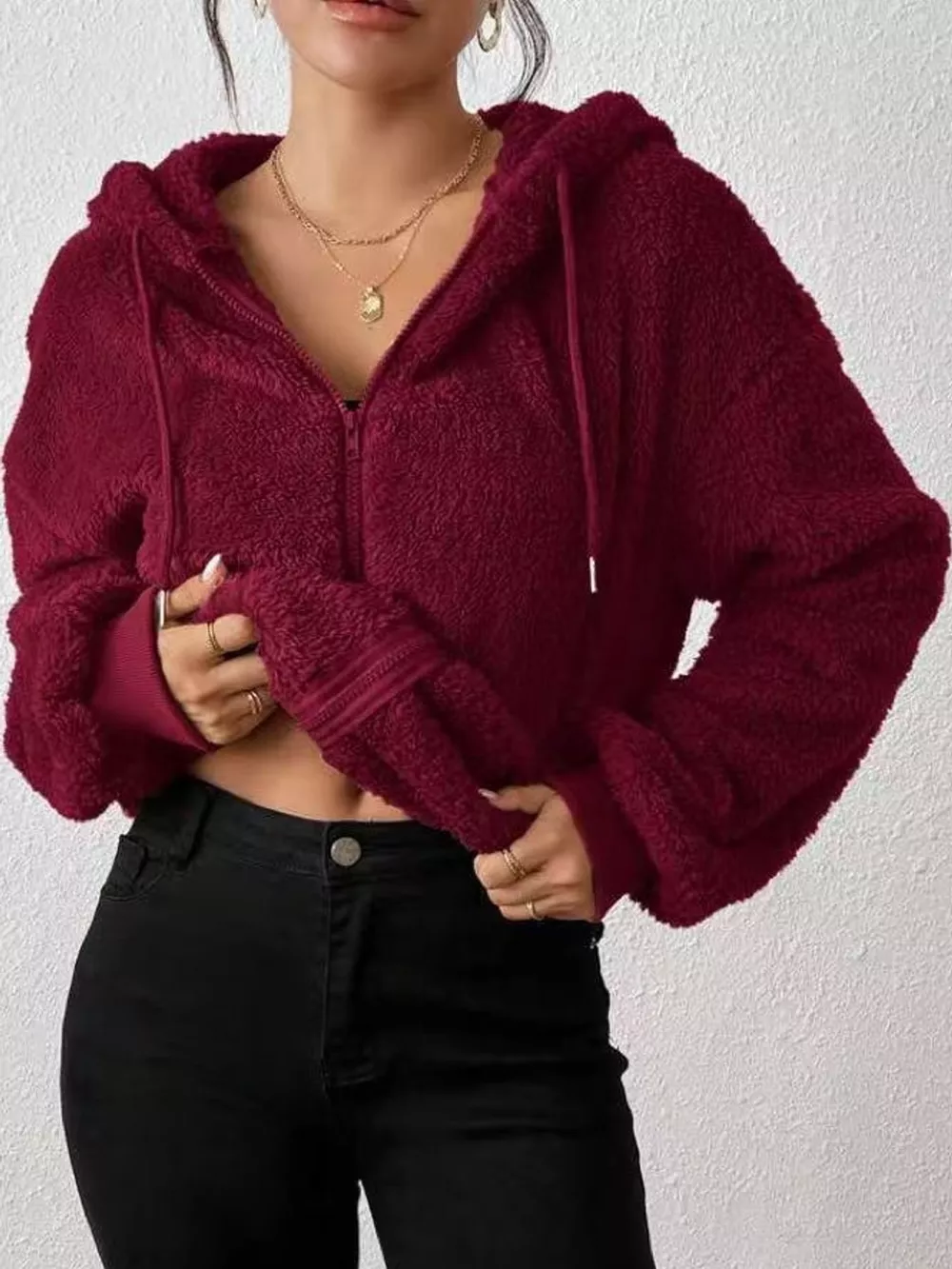 Fleece Zip-Up Hooded Jacket, image 7