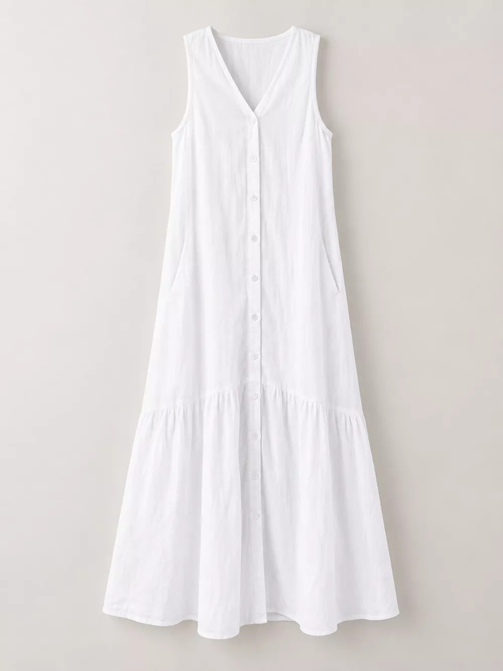 Full Size V-Neck Button Front Sleeveless Midi Dress Plus Size, image 4