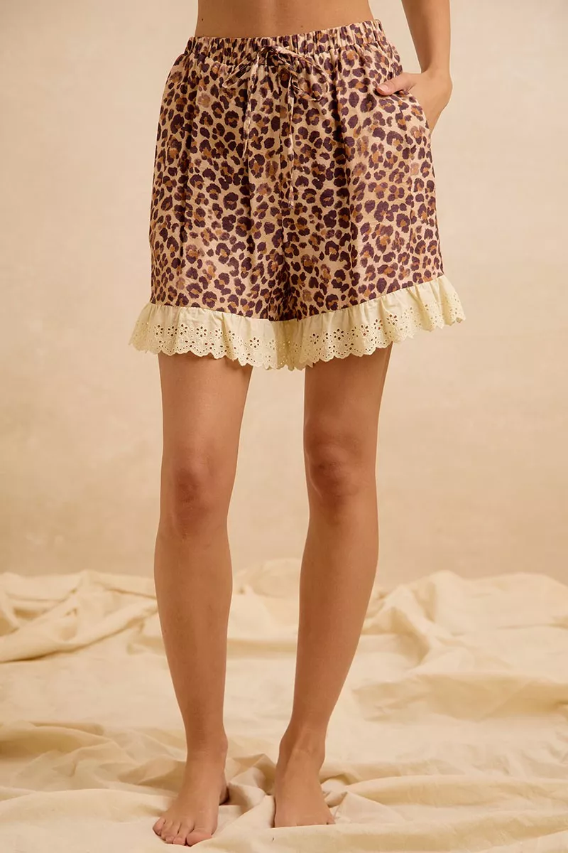 BiBi Leopard and Eyelet Lace Ruffled Top and Shorts Set, image 8