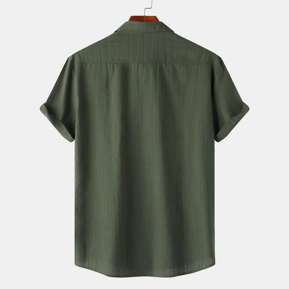 Men's Short Sleeve Button Down Shirt with Chest Pocket, image 7