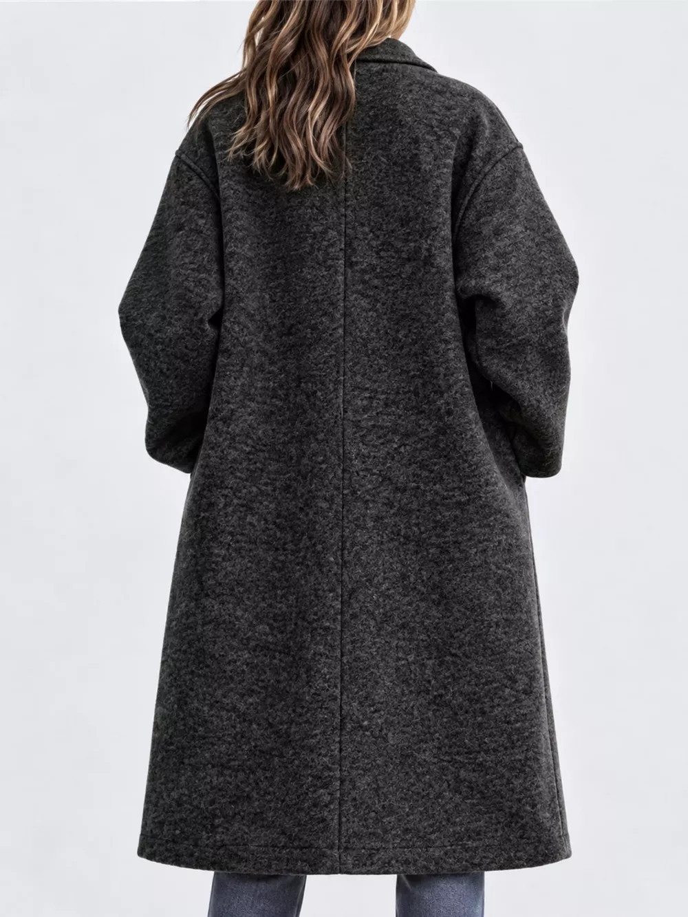 Full Size Lapel Collar One Button Coat Plus Size, image 9