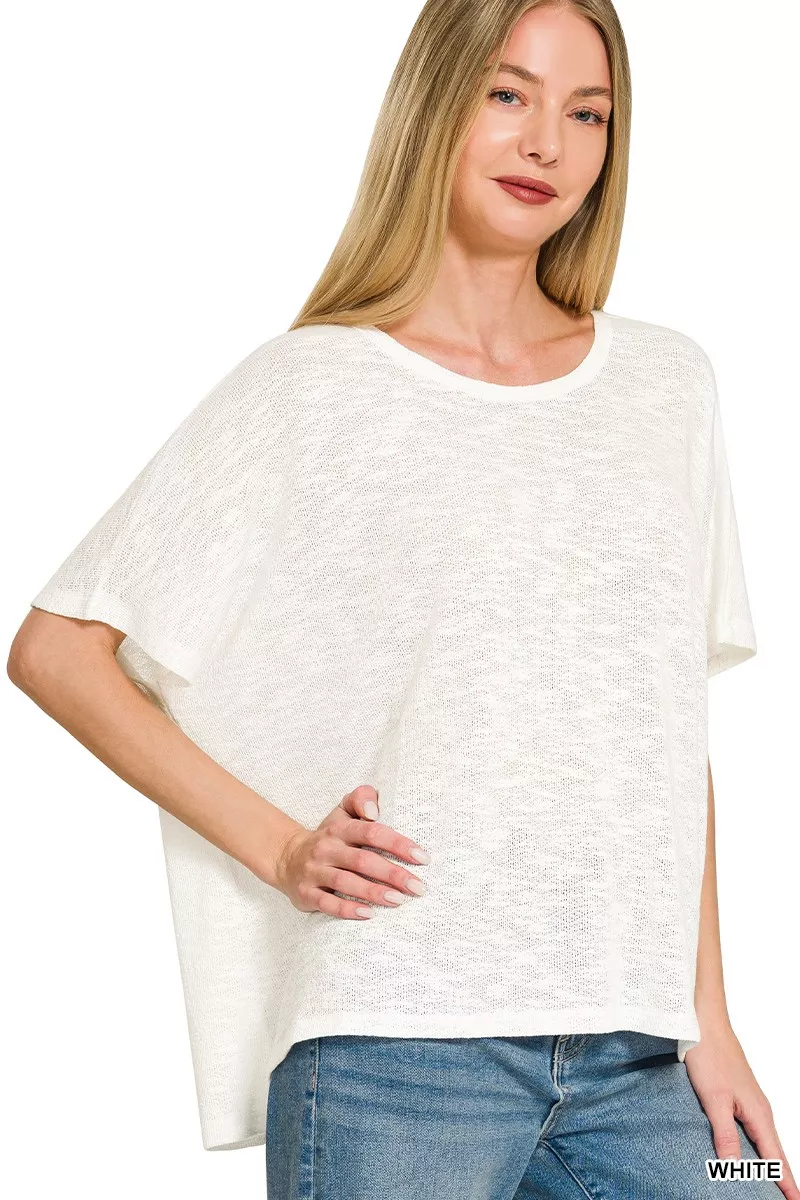Zenana Oversized Slub Hacci Top, image 2