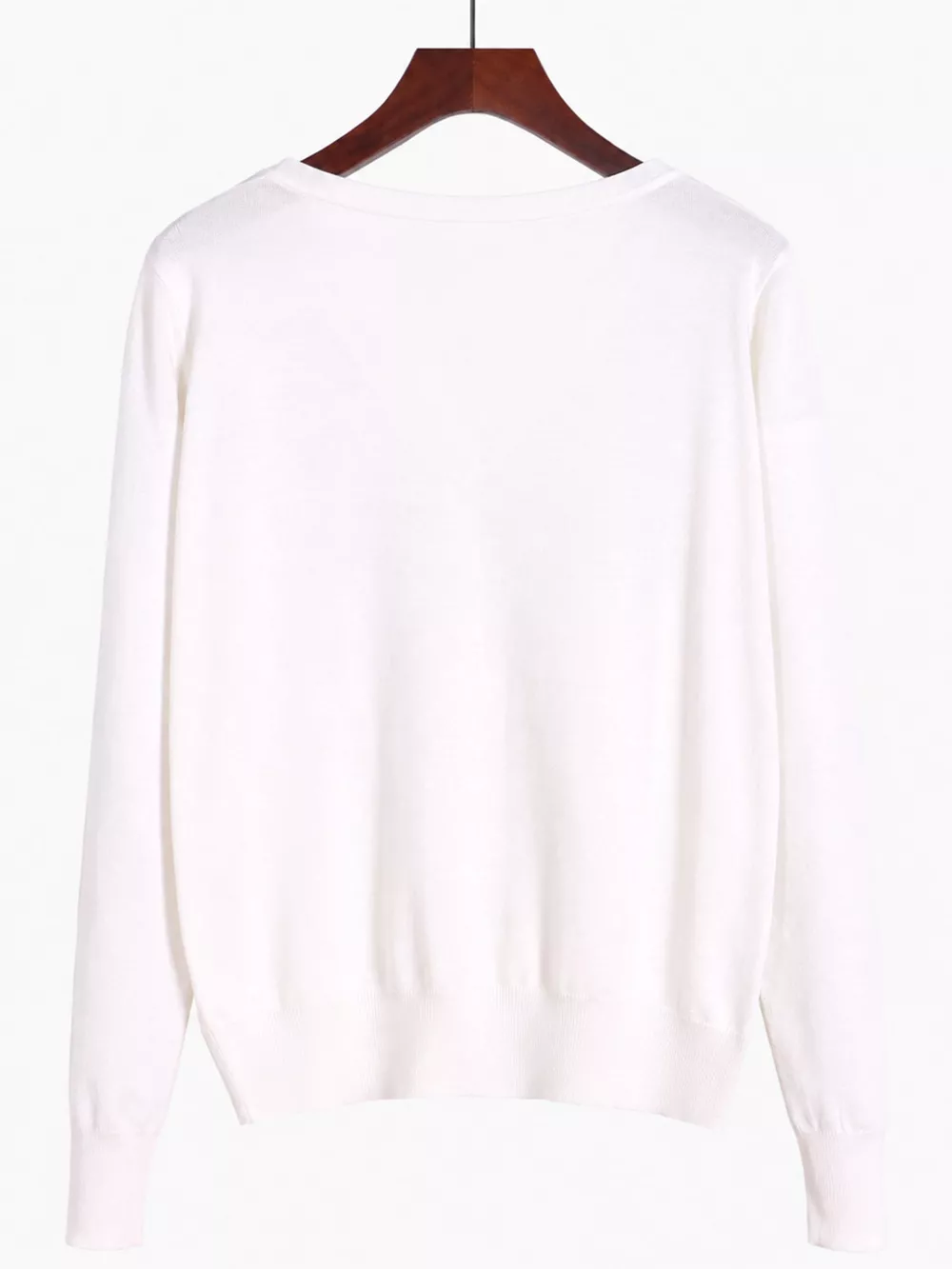 Classic V-Neck Button-Down Knit Cardigan, image 2