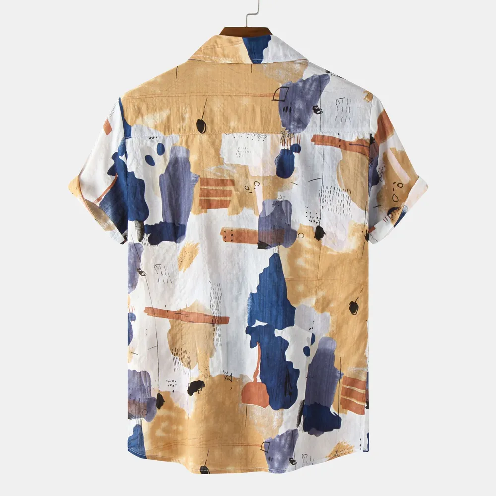 Men's Plus Size Abstract Print Short Sleeve Button-Up Shirt, image 4