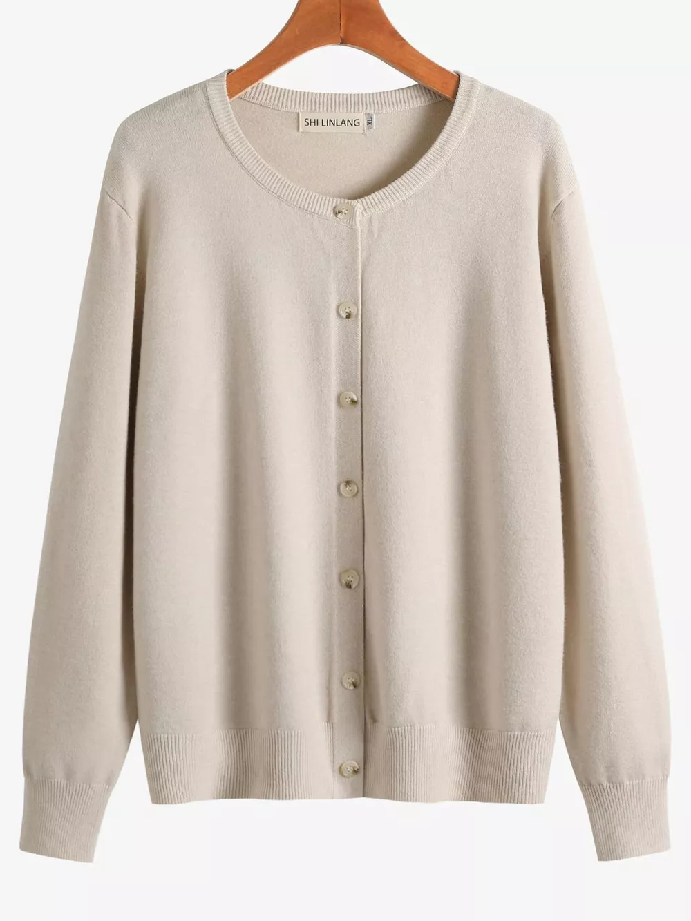 Plus Size Crew Neck Button-Down Knit Cardigan, image 8