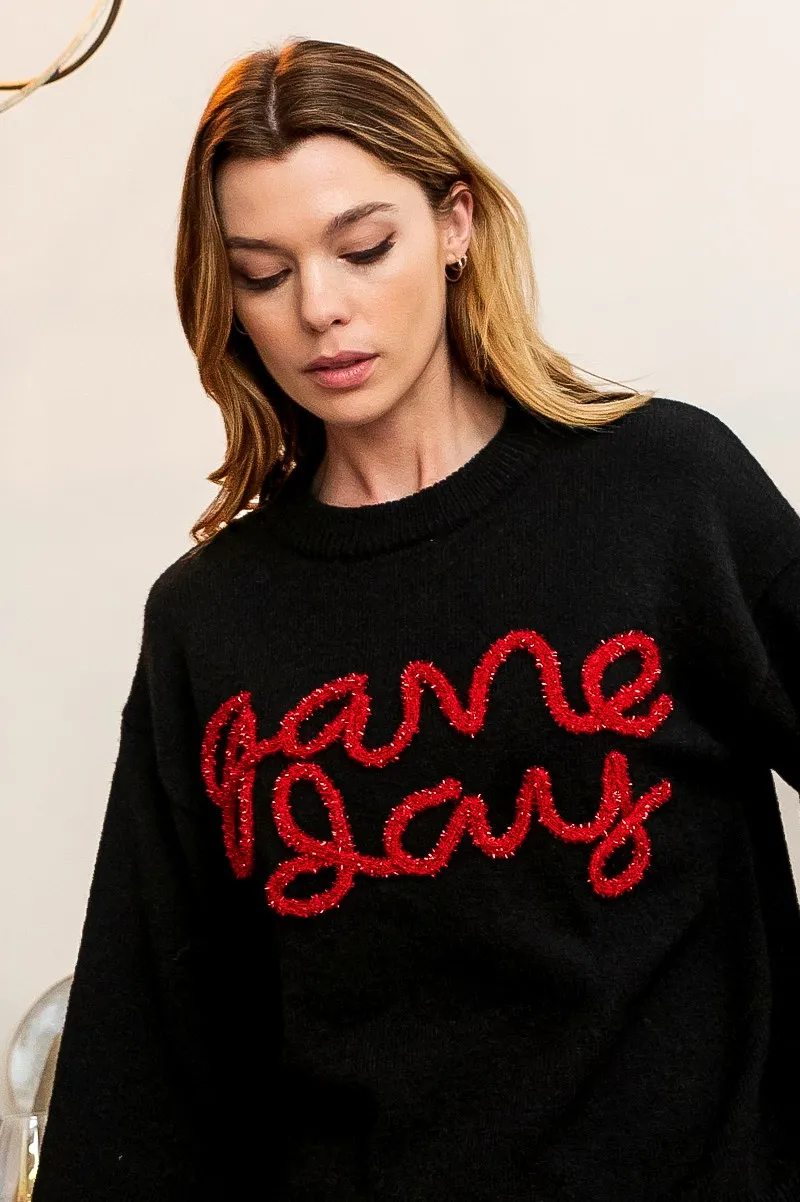 Game Day Metallic Letter Sweater, image 7