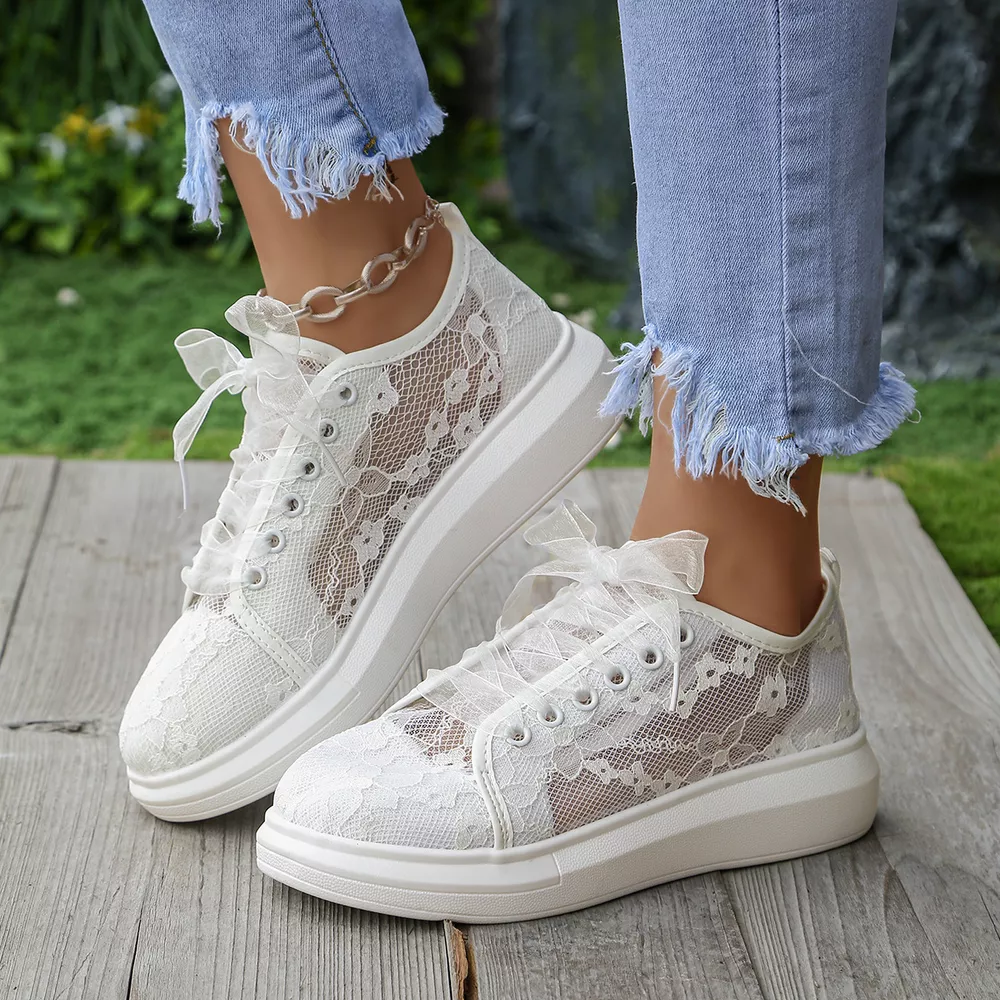 Lace Round Toe Sneakers, image 2