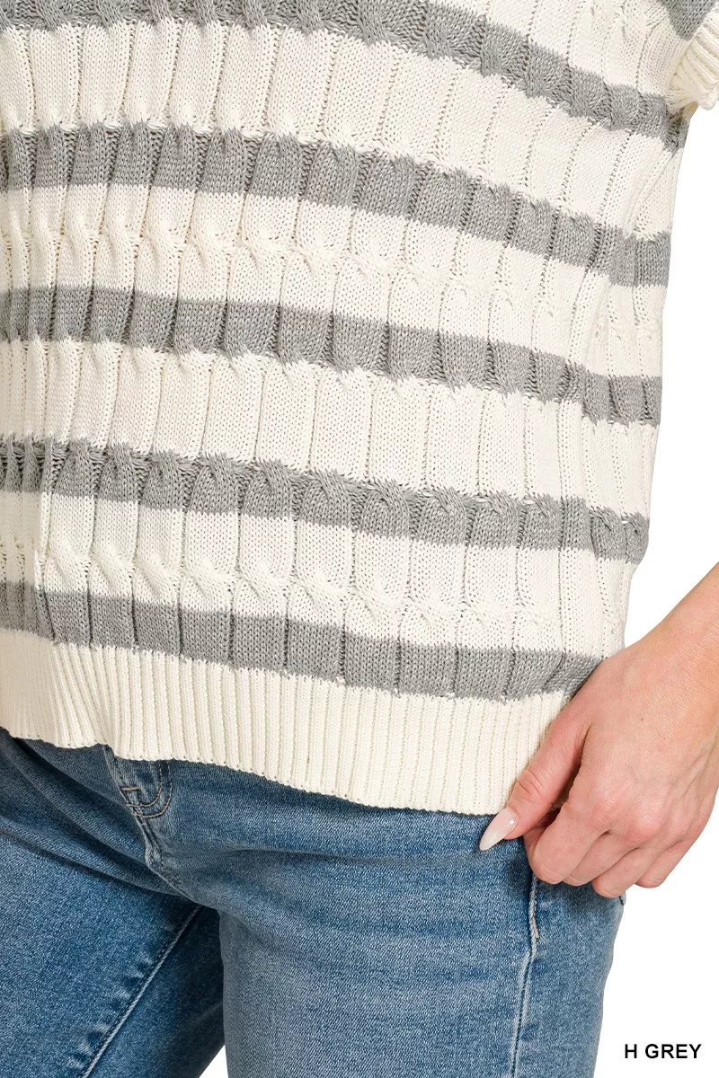 Textured Stripe Collared Sweater Vest, image 5