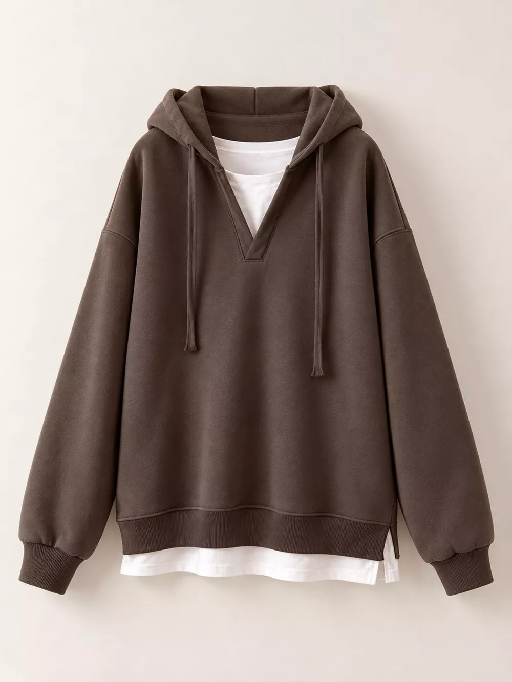Layered Look Dropped Shoulder Hoodie, image 15