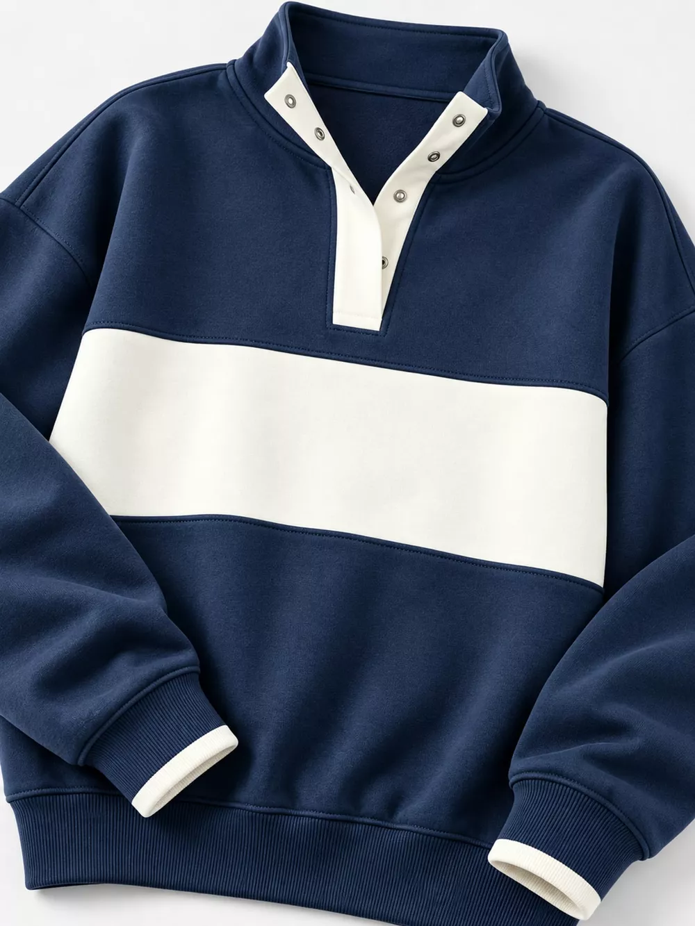 Full Size Color Block Snap-Button Sweatshirt Plus Size, image 35