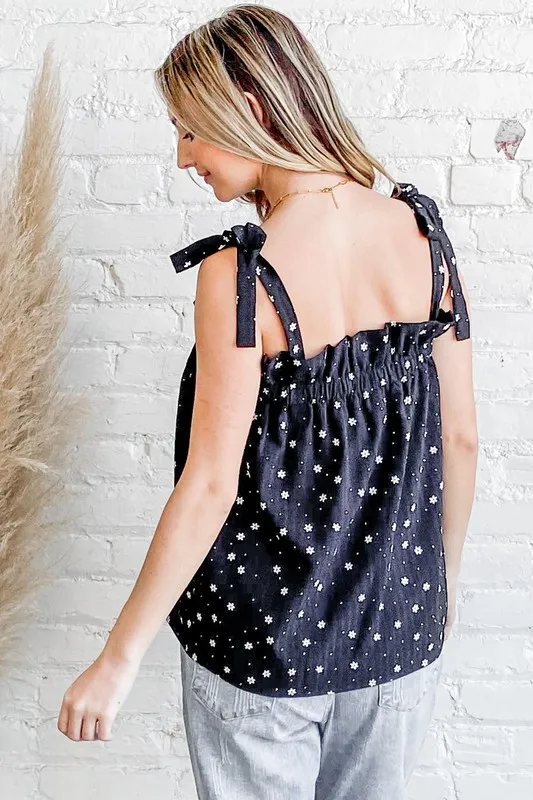 Daisy Polka Dot Print Ruffle Tank Top, image 3