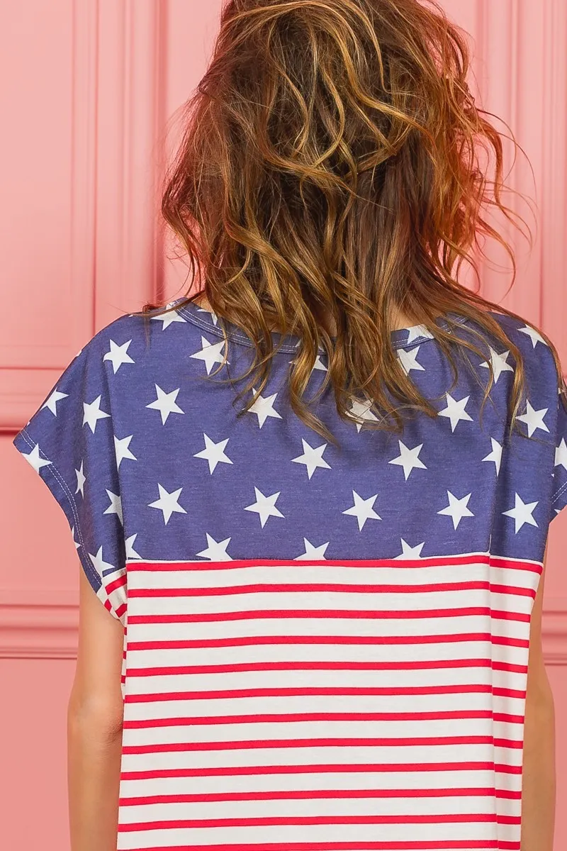 Star Rpinted with Stripe Combo Top, image 12
