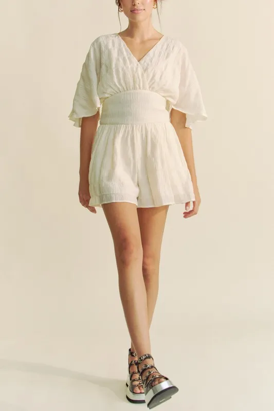 Batwing Sleeve Waist Belt Romper, image 8