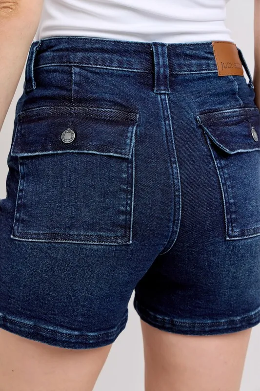 Full Size High Waist Back Flap Pocket Denim Shorts Plus Size, image 18