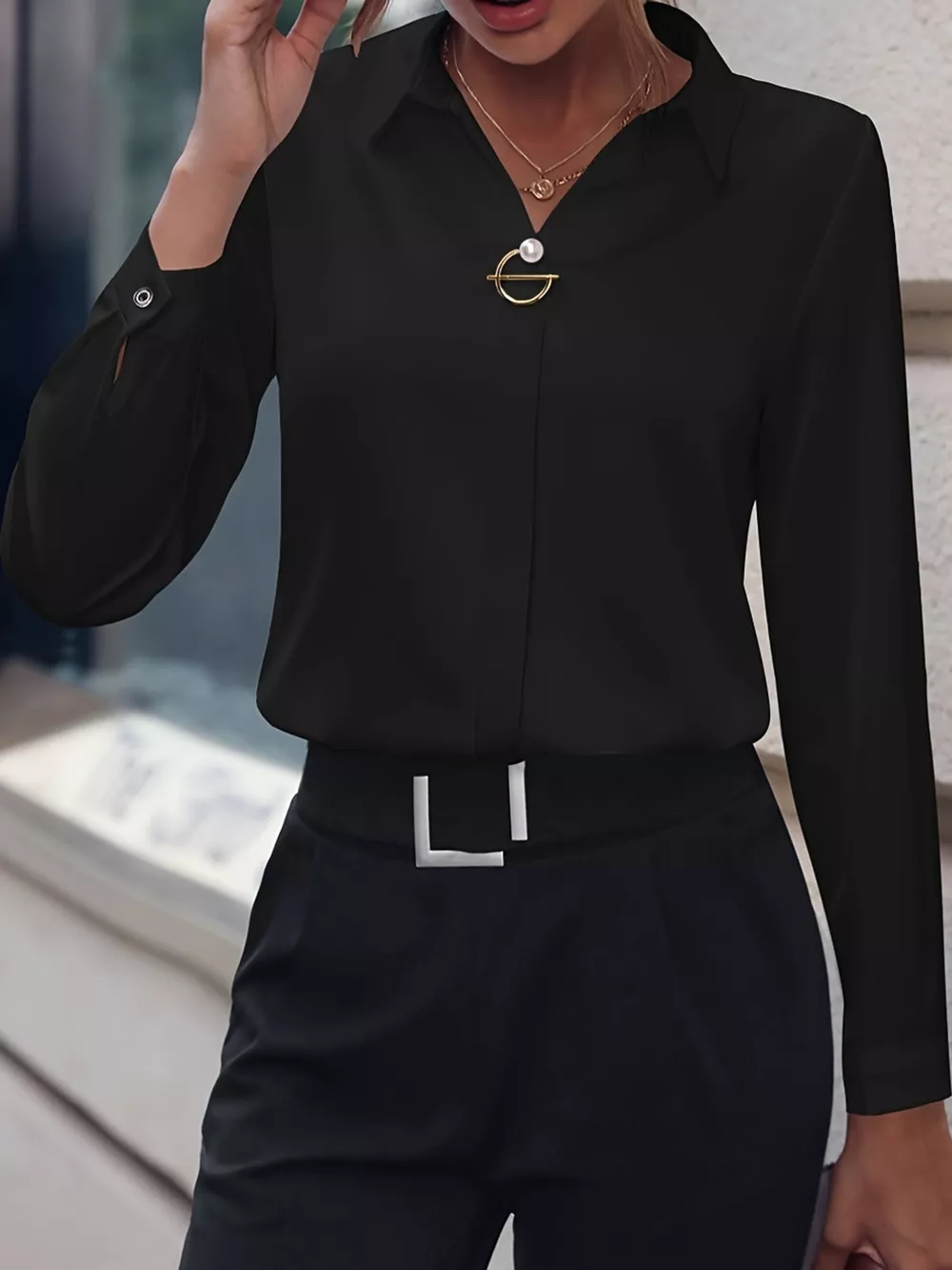 Long Sleeve Satin Blouse, image 6