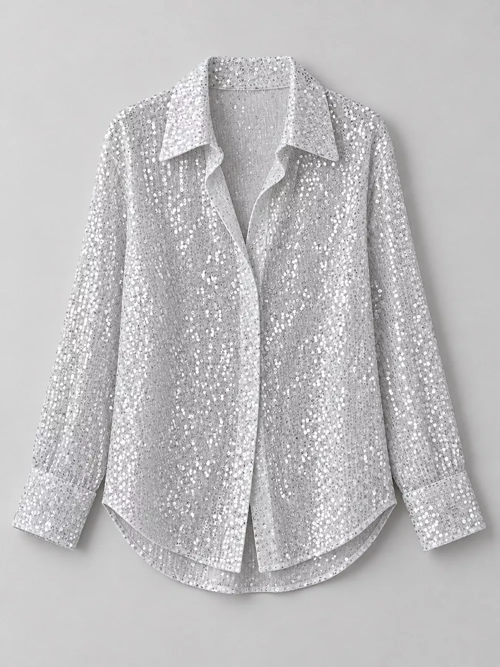 Full Size Sequin Button-Down Shirt Plus Size, image 11
