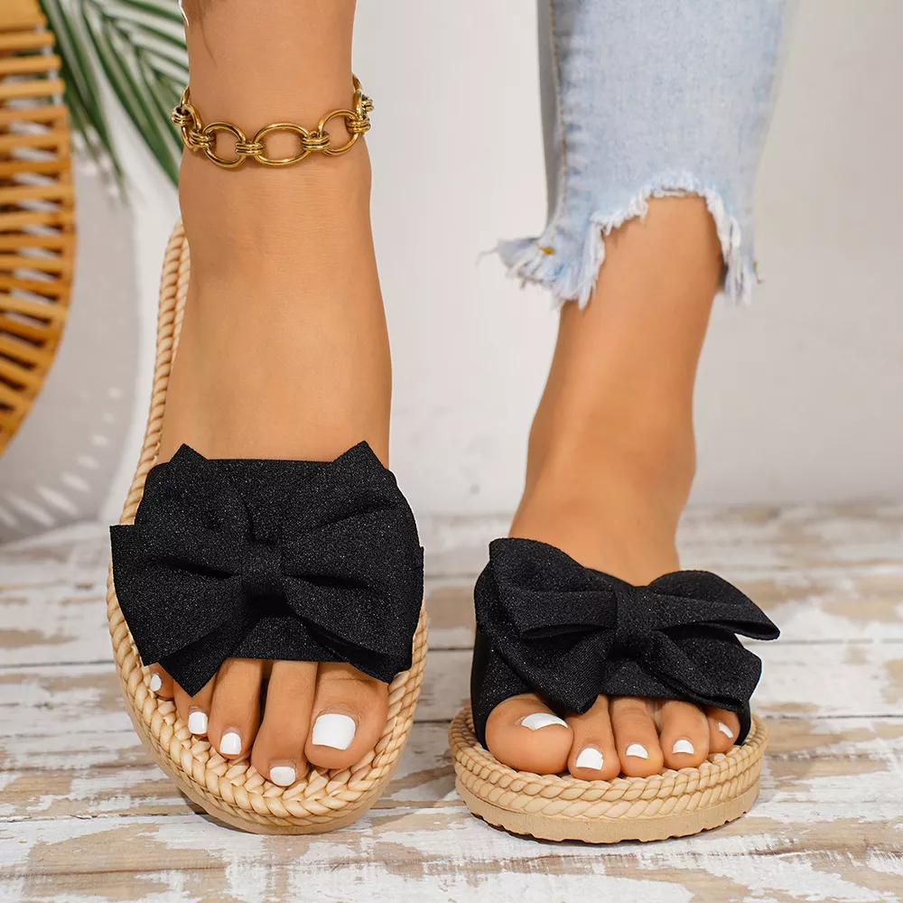 Bow Open Toe Flats Sandals, image 3