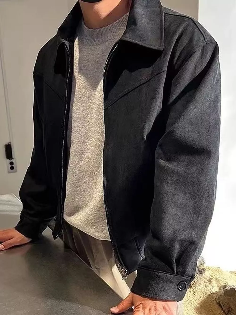 Men's Plus Size Zip Up Long Sleeve Jacket, image 5