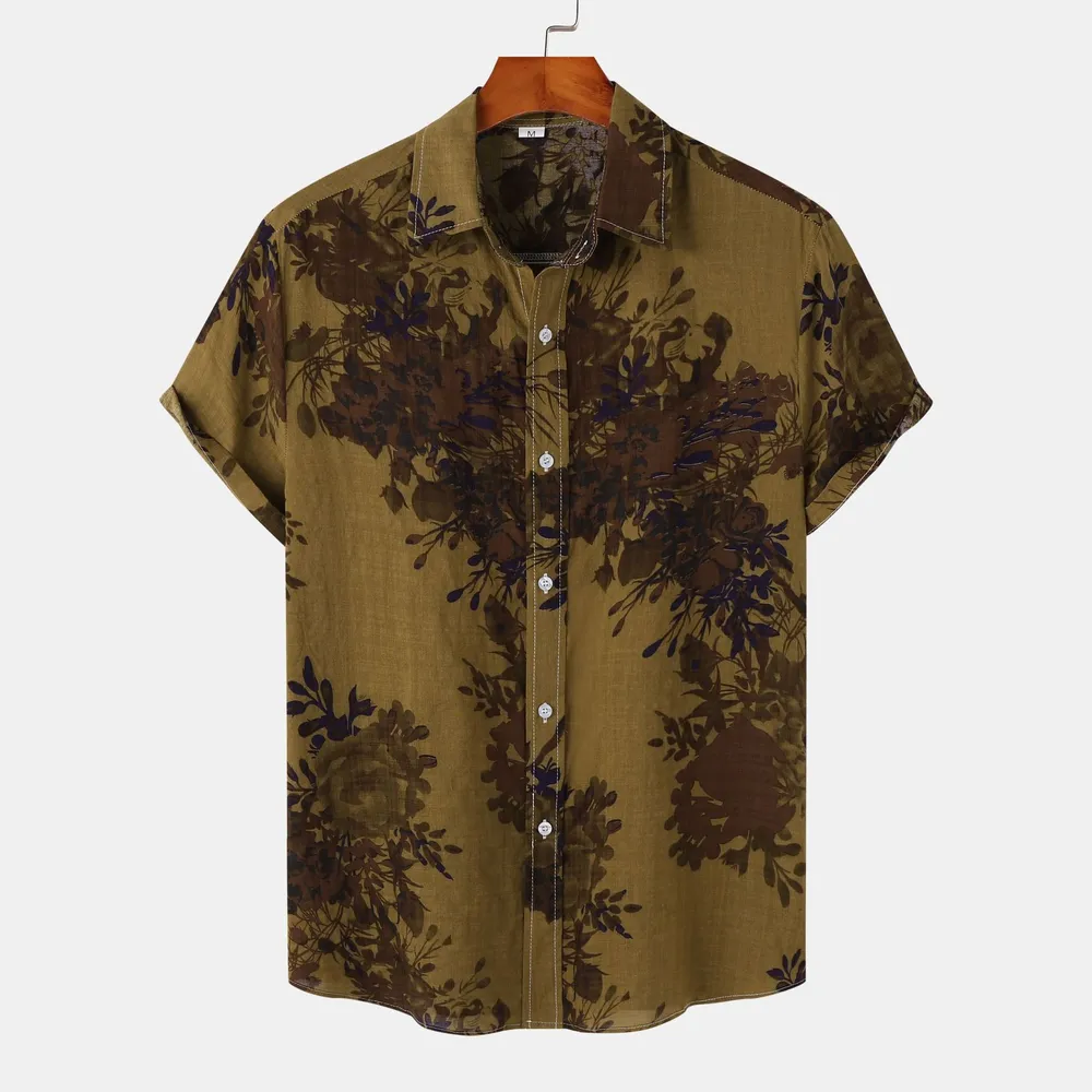 Men's Plus Size Printed Short Sleeve Button Down Casual Shirt, image 10