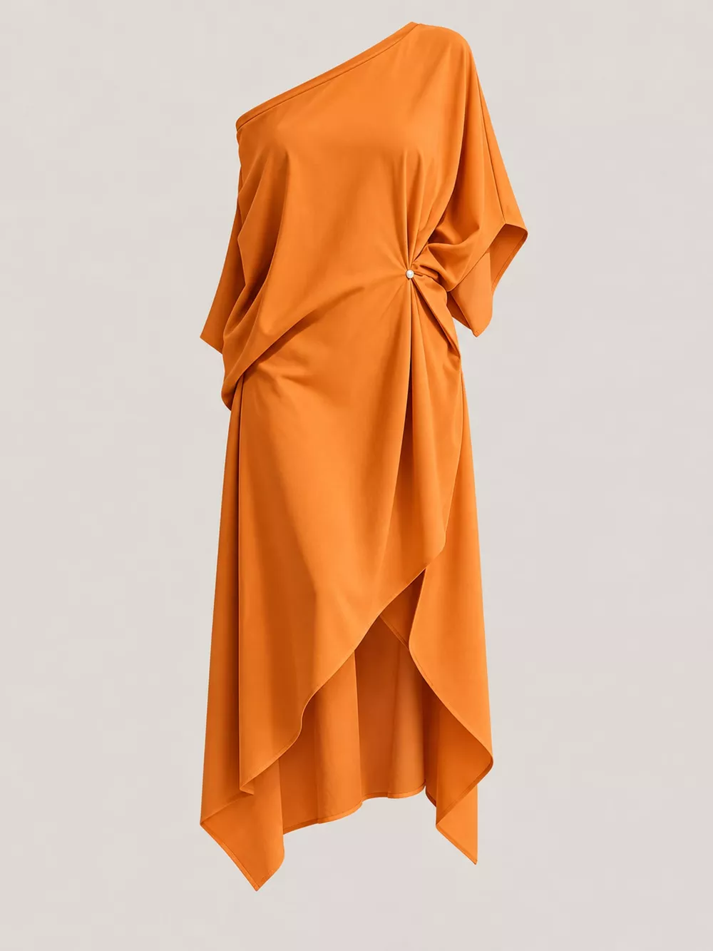Full Size One-Shoulder Asymmetric Hem Midi Dress Plus Size, image 15