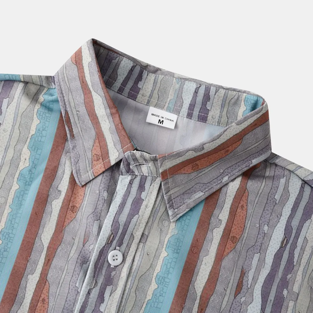 Men's Casual Vintage Striped Long Sleeve Button-Down Shirt, image 6