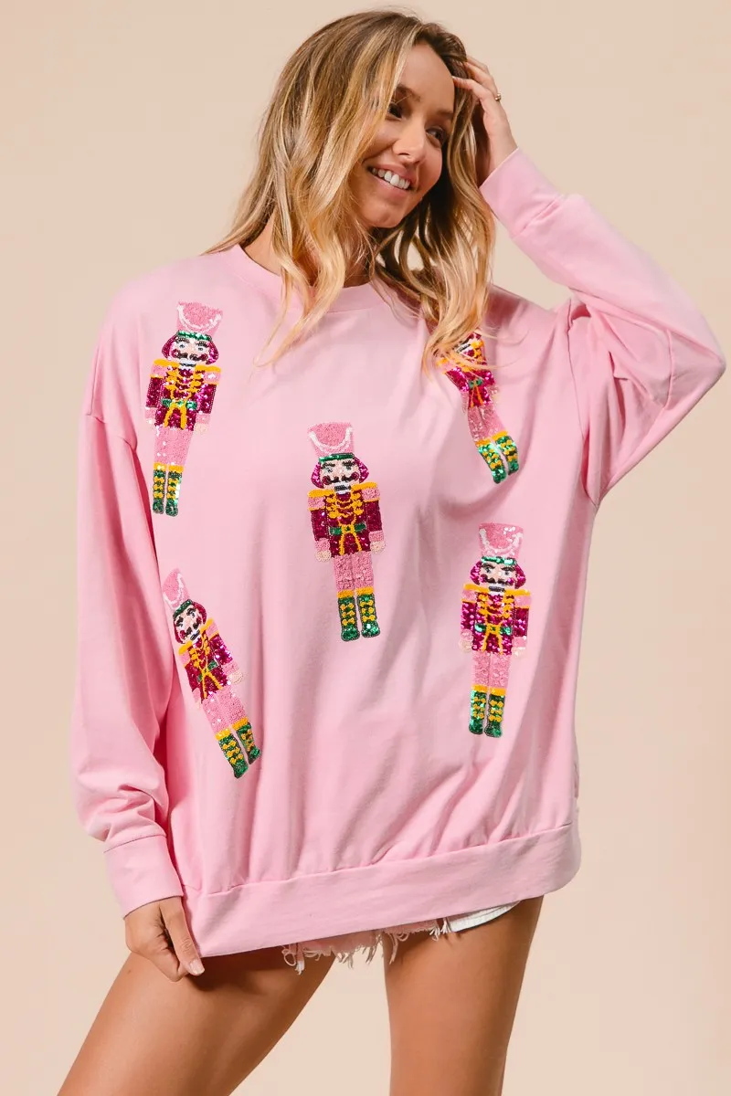 Sequin Nutcrackers Embroidery Christmas Sweatshirt, image 12
