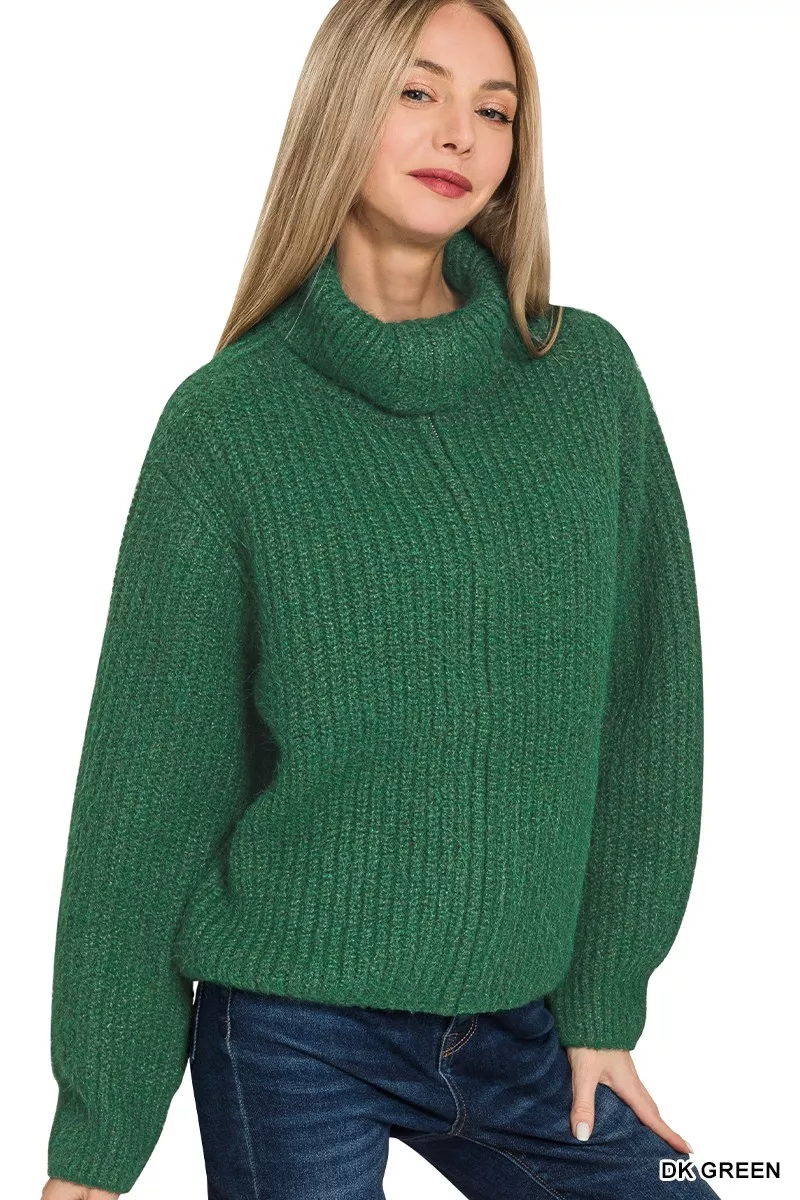High Neck Full Zip Sweater Cardigan, image 2
