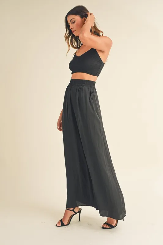 Smocked Bralette Crop Top and Wide Leg Pants Set, image 4