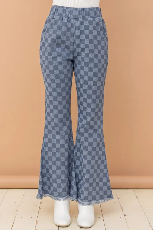 Checkerboard High Waist Bell Pants, image 5