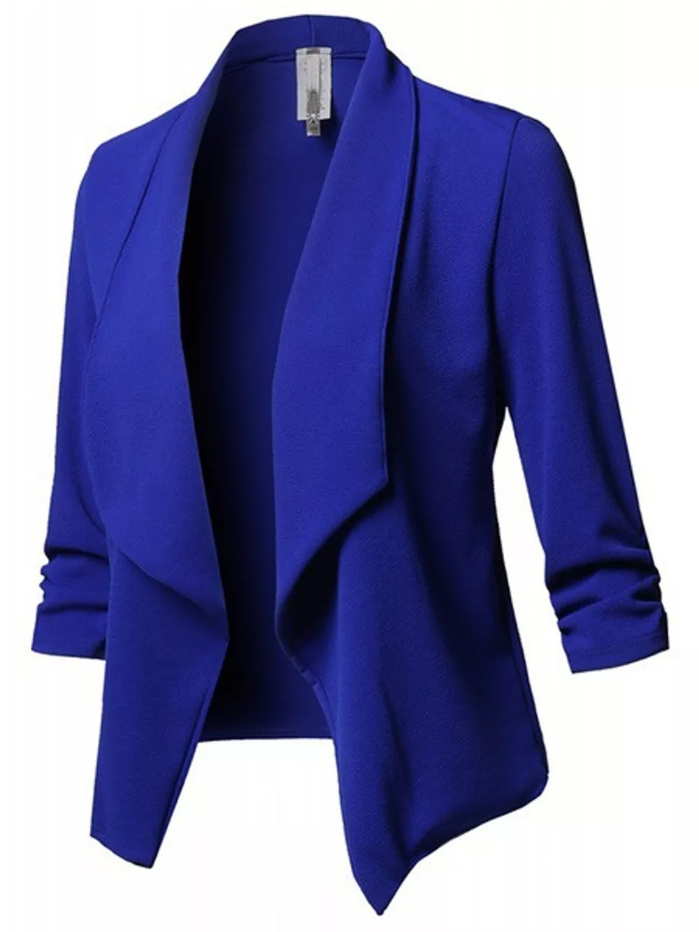Full Size Open Front Drape Blazer with 3/4 Ruched Sleeves Plus Size, image 24