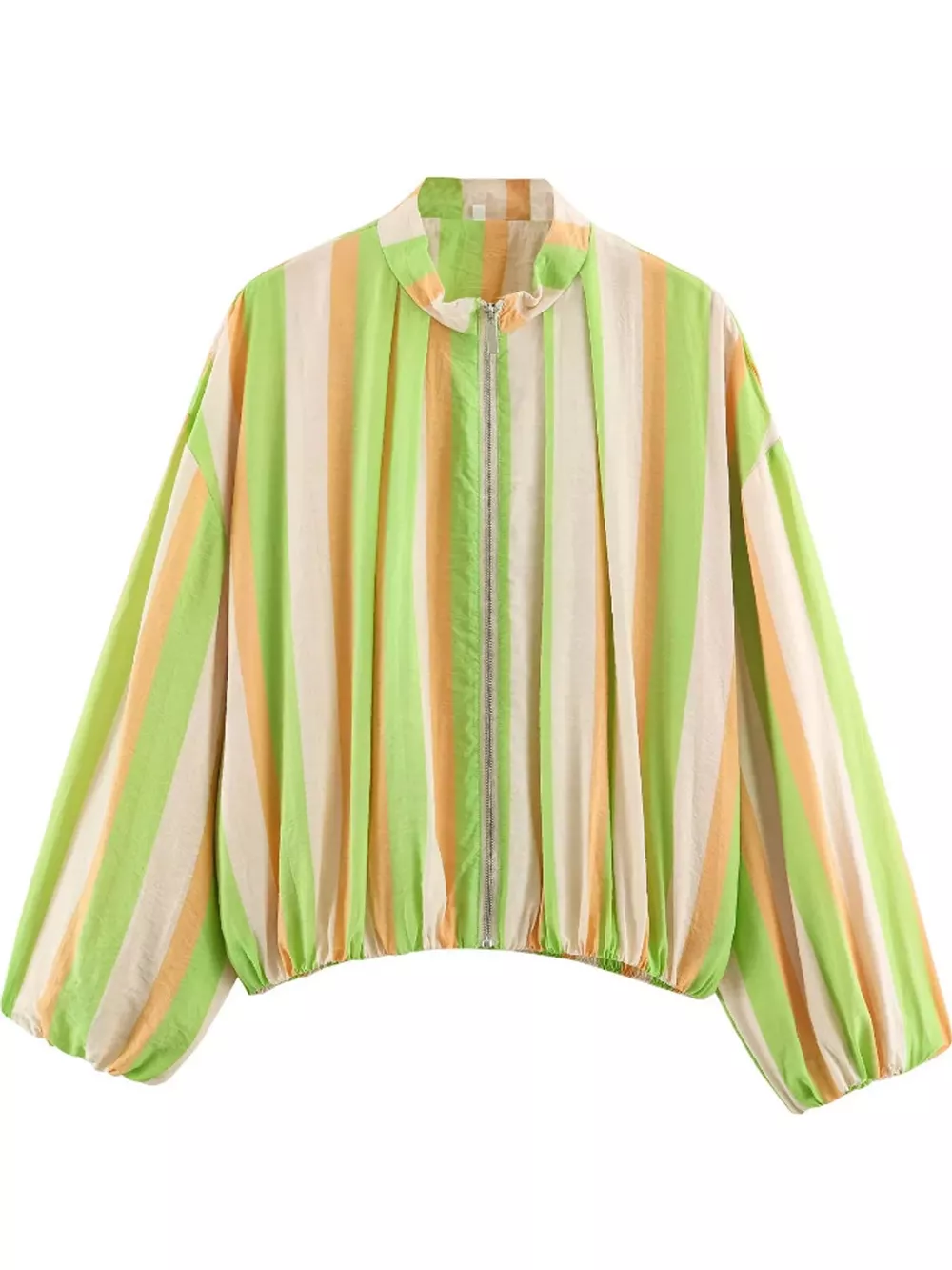 Vibrant Striped Lightweight Zip-Up Jacket